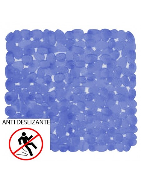 Alfombra Baño Antideslizante Stone 54x54 cm. Azul
