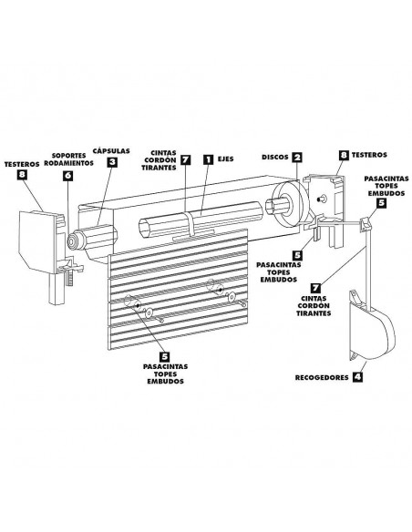 Recogedor Persiana Plastico Grande Cinta 22 mm.