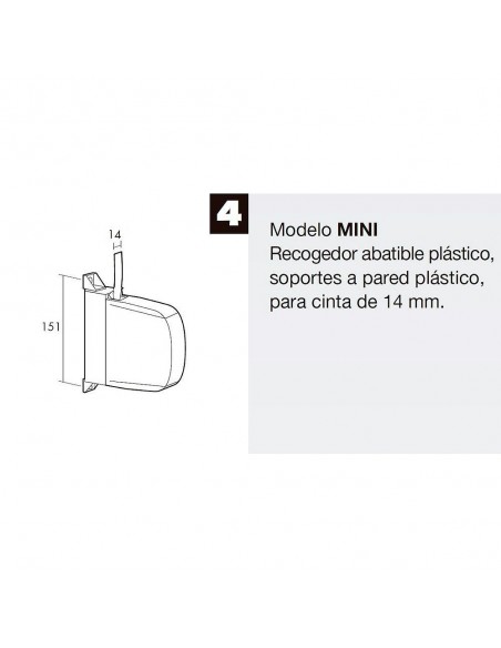 Recogedor Persiana Mini  6 Metros Abatible Cinta 14 mm.