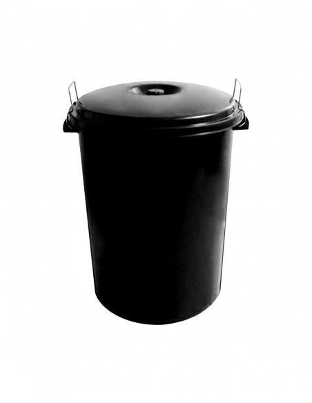 Cubo Basura, Negro, con tapa, Contenedor 100 Litros o 50 litros