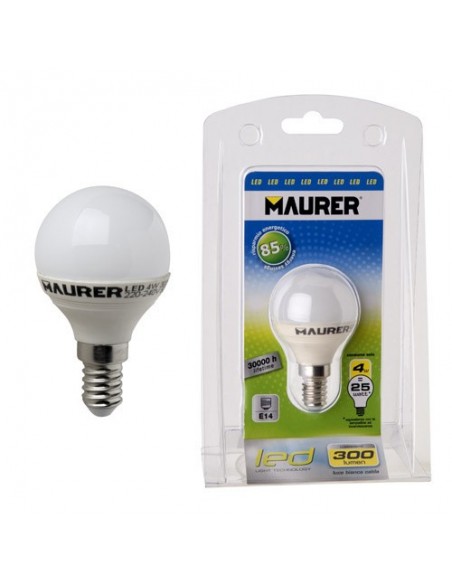 Bombilla Led Esferica E14 4w -25w. Lumenes 300