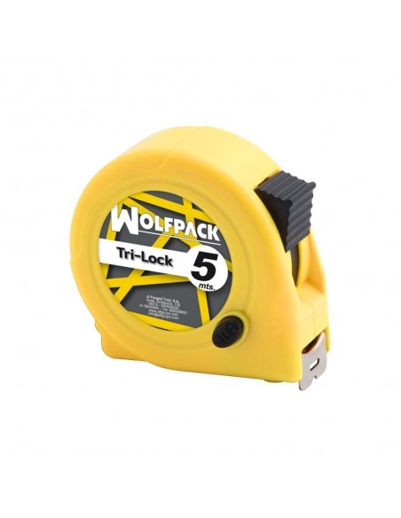 Flexometro Wolfpack Amarillo Con Freno  5 Metros 2