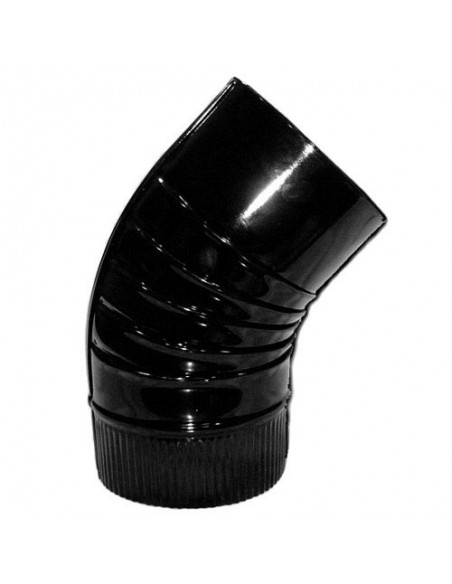 Codo Estufa Color Negro Vitrificado de 90mm 45°