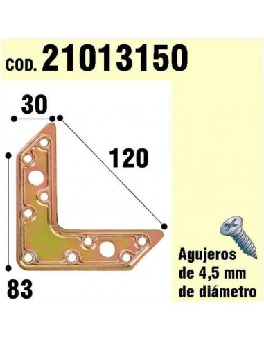 Soporte Para Madera Placa "L"  Bicromatado 120 mm