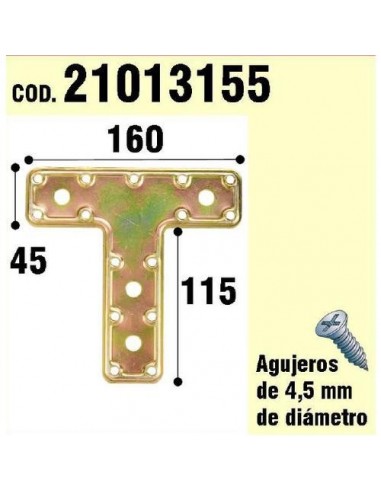 Soporte Para Madera Placa "T"  Bicromatado 160 mm