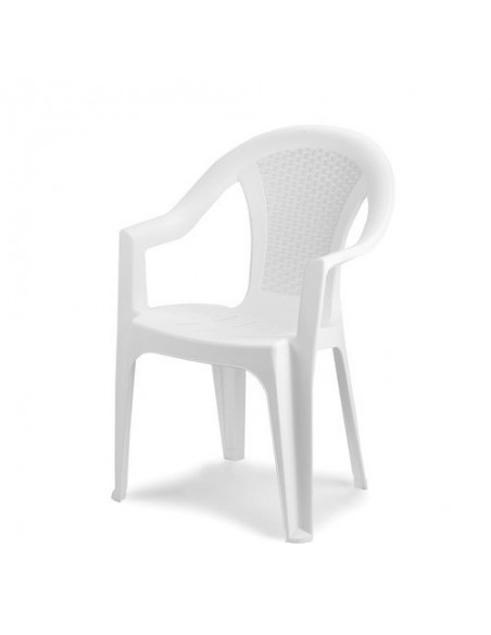 Silla Resina Ratan Respaldo Bajo Blanco Ischia