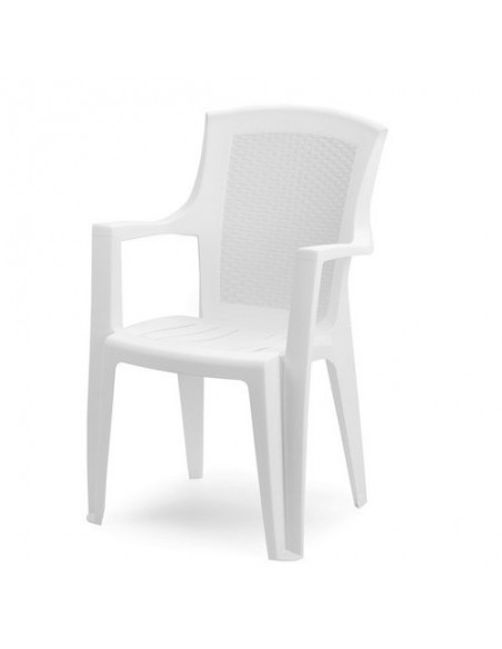 Silla Resina Ratan Respaldo Alto Blanco Eden