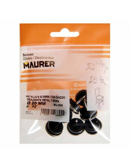 Deslizante Metal Goma Claro Ø20 (Blister 8 Unidades) 2
