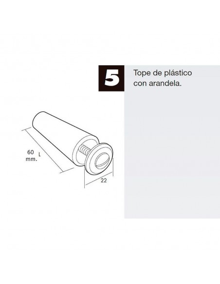 Tope Persiana Con Tornillo 60 mm. Marfil