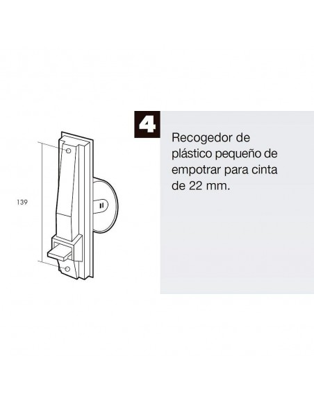 Recogedor Persiana Plastico Pequeño  Cinta 22 mm.