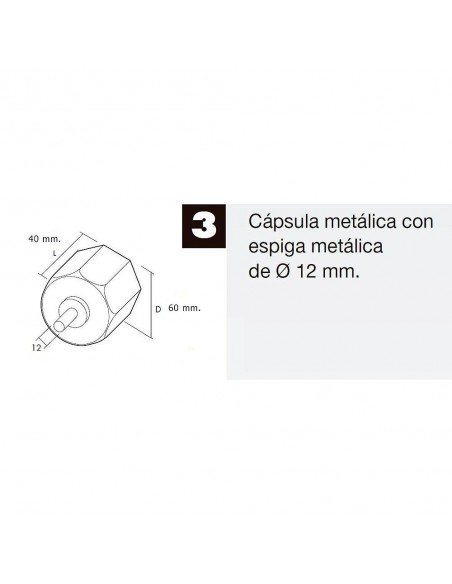 Capsula Persiana Metalica Con Espiga Para Eje 60 mm.