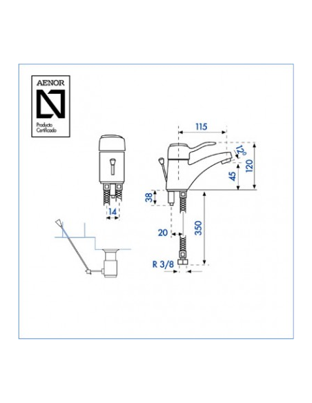 Monomando lavabo LUXE 2