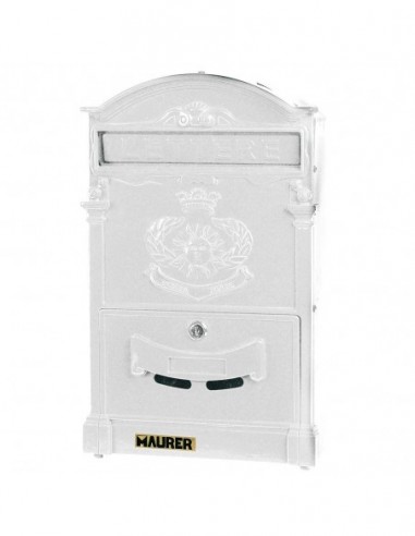 Buzón Maurer Jardín Aluminio Fundido Blanco 41 x 26 x 8 cm.