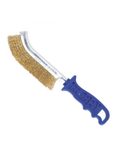 Cepillo Manual Laton Mango Plastico Azul