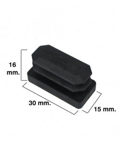 Contera Rectangular Negra 15x30mm. Blister 4 piezas.