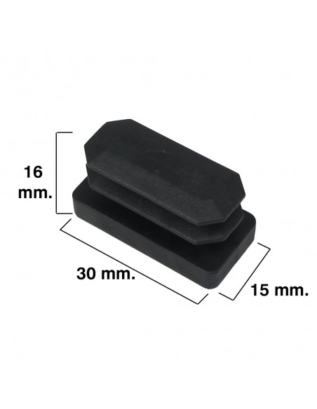 Contera Rectangular Negra 15x30mm. Blister 4 piezas.