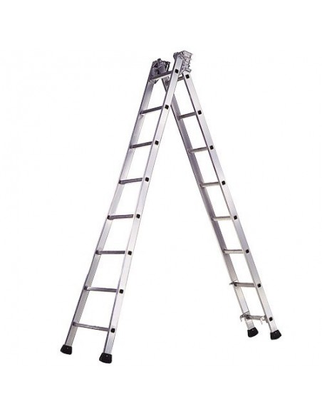 Escalera Aluminio Industrial Pronor 2 Tramos  8+8 Peldaños 2