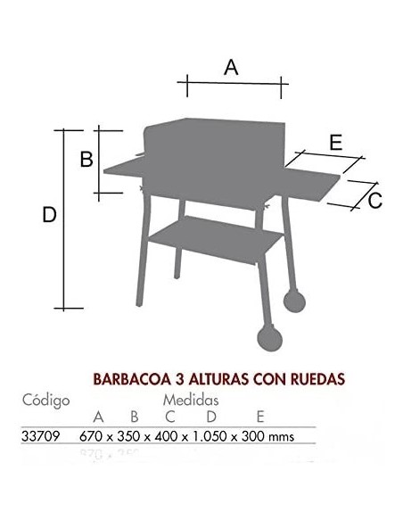 Barbacoa 3 Alturas con Ruedas 2