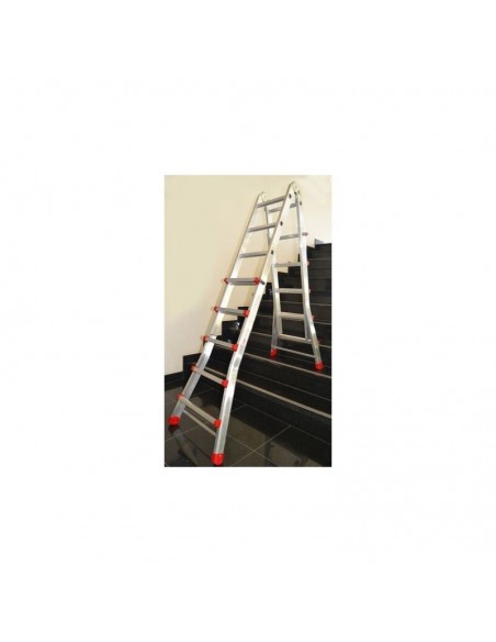 ESCALERA TELESCOPICA MULTIUSOS 8+8 PELDAÑOS