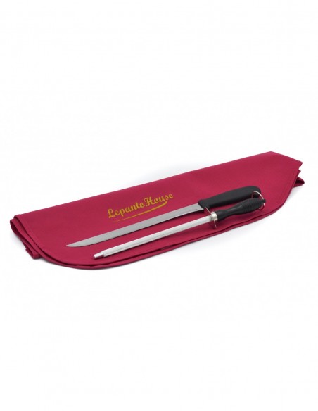 JAMONERO HUELVA Nogal + Cuchillo + CHAIRA + Cubre JAMÓN - LepantoHouse