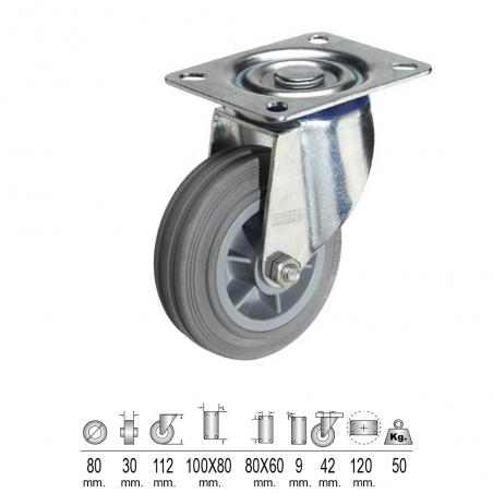 Rueda Industrial Goma Gris...
