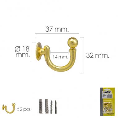 Gancho Latonado Atornillabe 37 mm....