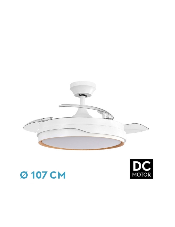 Ventilador Dc Tempano Blanco/haya 72w...