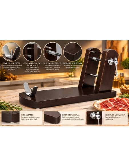 JAMONERO BUARFE TABACO + SET CUCHILLO 2