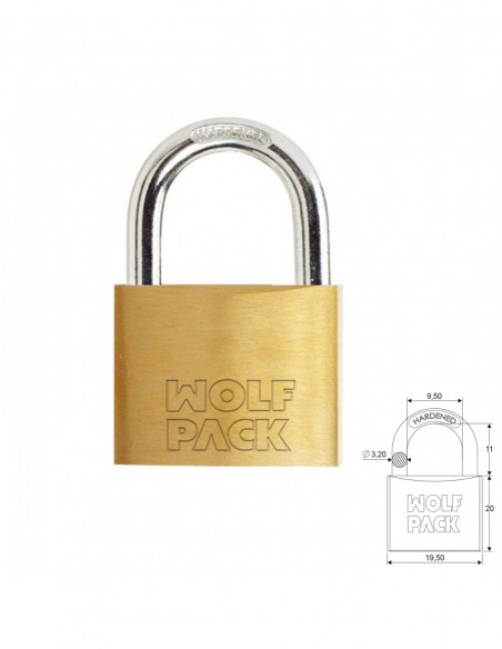 Candado Wolfpack Laton Arco Normal 20 mm. 2