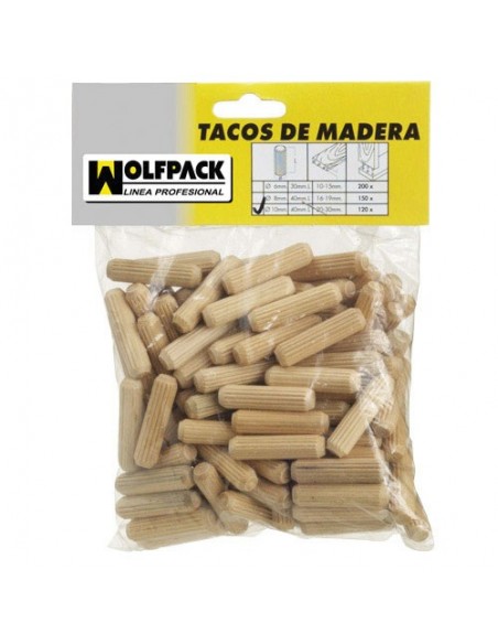 Espigas Madera Wolfpack  8x40 (Bolsa de 50 Piezas)