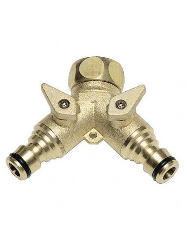 Adaptador Manguera .Laton 2 tomas para Grifo 3/4
