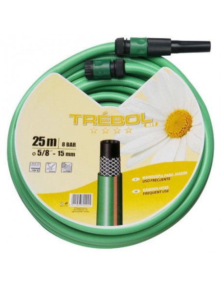 Tubo Verde Trebol Trenzado 15mm Rollo 15mt + Accesorios