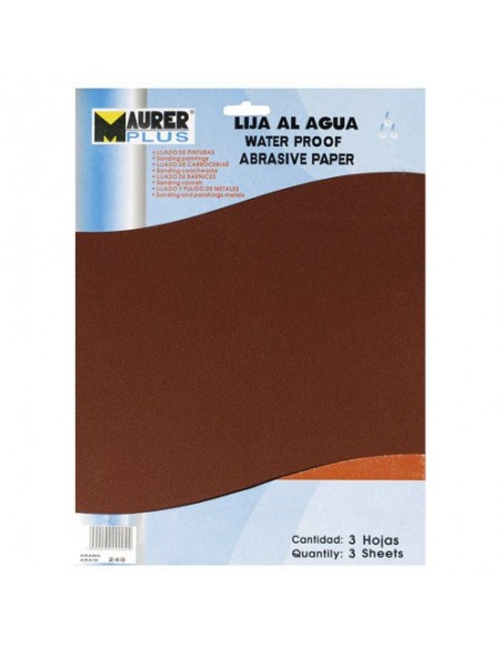 Lija Agua Maurer Grano 320 (Pack 3 Pliegos)