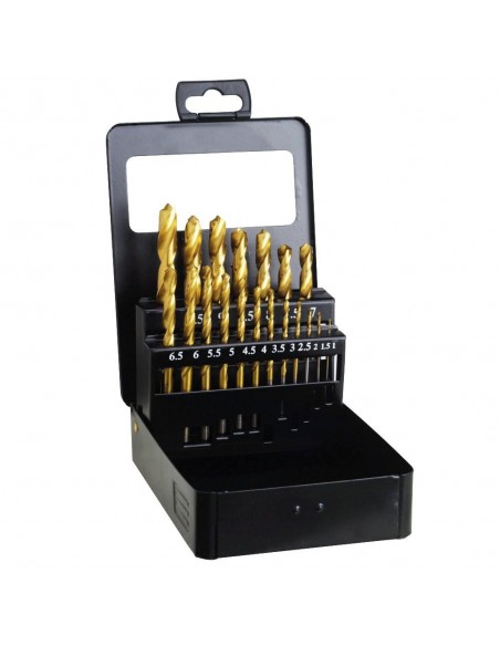 Estuche Brocas Hss Titanio 1-10mm 19 Piezas