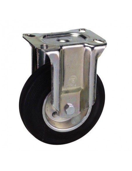 Rueda Industrial Goma Negra Fija   80mm
