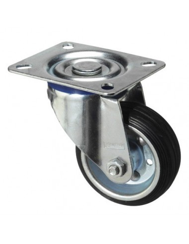 Rueda Industrial Goma Negra Placa 100mm