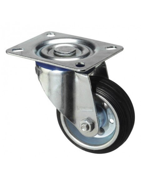 Rueda Industrial Goma Negra Placa 100mm