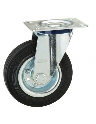 Rueda Industrial Goma Negra Placa  125mm