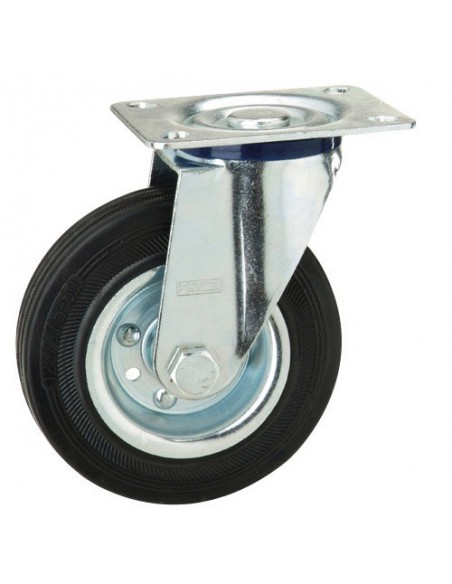 Rueda Industrial Goma Negra Placa  125mm