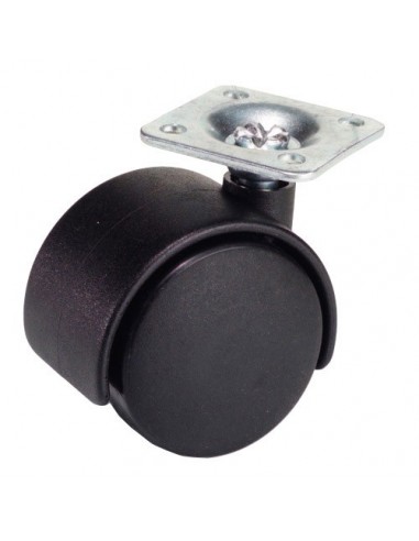 Rueda Domestica Nylon Negro Placa   40mm