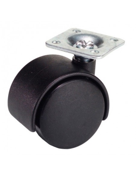Rueda Domestica Nylon Negro Placa   40mm