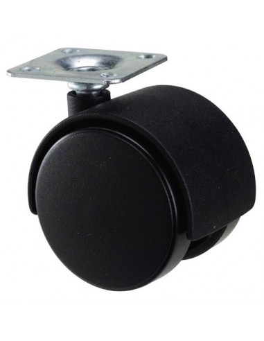 Rueda Domestica Nylon Negro Placa   50mm