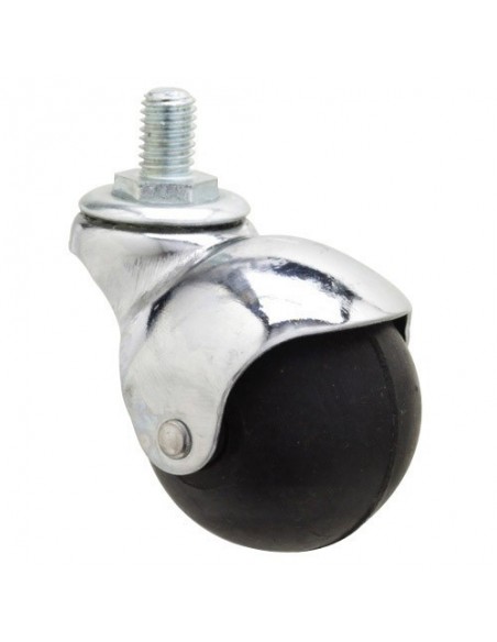 Rueda Domestica Goma Negra Esfera Espiga M10x50mm 2