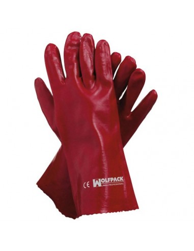 Guante Wolfpack Pvc Rojo 35cm (Par)