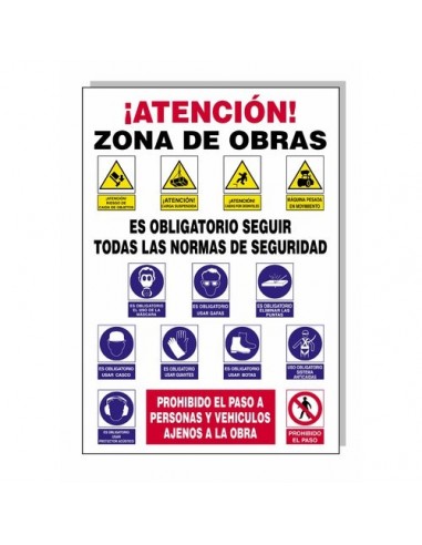 Cartel Combinado Normas Obra  100x70cm