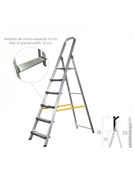 Escalera Aluminio Maurer Domestica/profesional EN131 - 6 Peldaños 2