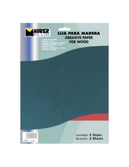 Lija Madera Maurer Grano 40 (Pack 10 pliegos)