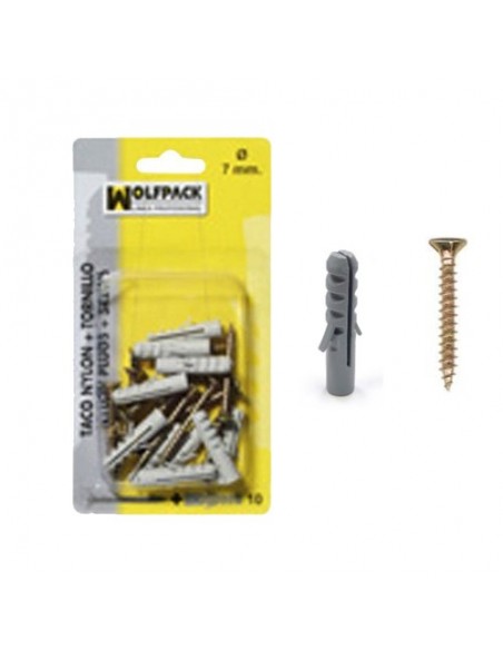 Blister Taco Nylon+Tirafondo   5mm (25 Piezas)