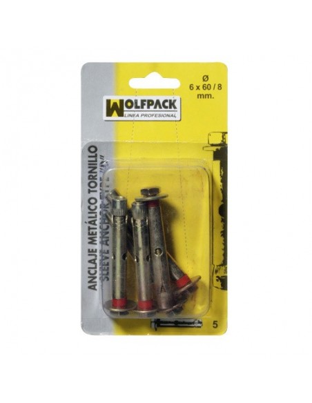 Blister Anclaje Metálico Tornillo 6x 60/ 8 (5 Piezas)