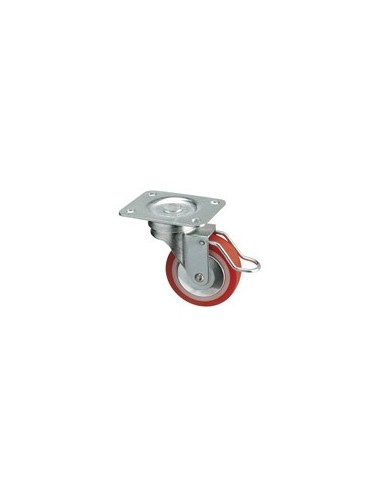 Rueda Poliuretano Placa con freno 60mm